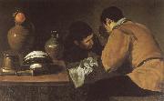 VELAZQUEZ, Diego Rodriguez de Silva y Two boy beside the table Spain oil painting artist